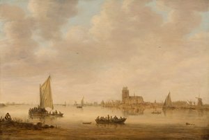 Gezicht op Dordrecht vanaf de Dordtse Kil